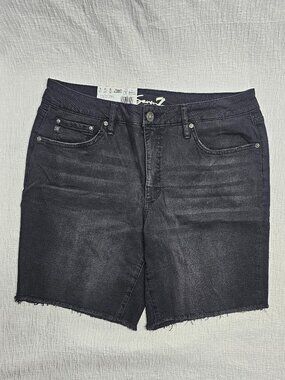 Seven7 Women's Mid Rise Relaxed Bermuda Jean Short Black